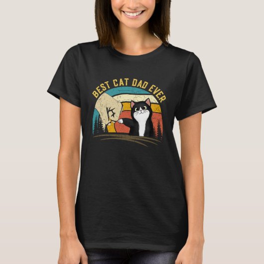 T-shirt Father's Day Cat daddy Meowy Best Cat Dad Ever (Devant)