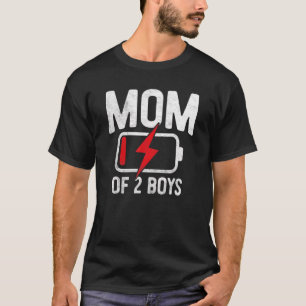 T-shirt Fatigué Maman De 2 Garçons Faible Batterie Famille