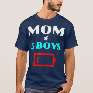 T-shirt Fatigué Maman De 3 Garçons Mère Avec Trois Fils Ba