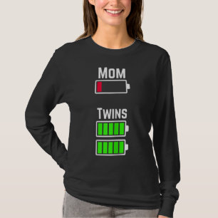 T-shirt Fatigué Twin Maman faible charge de batterie