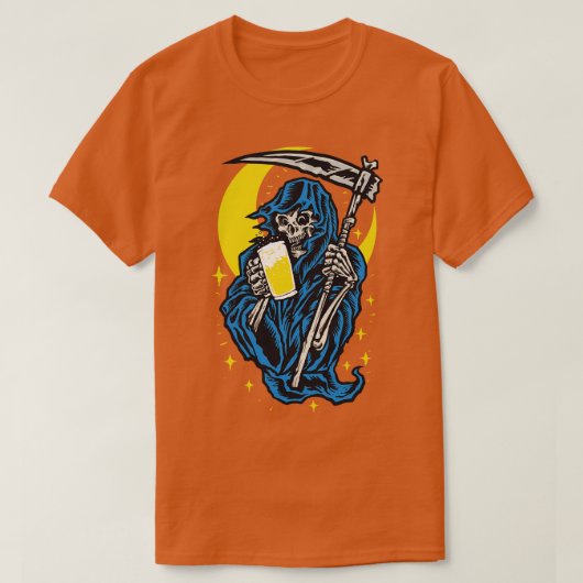T-shirt Faucheuse Grim Avec Bière (Design devant)