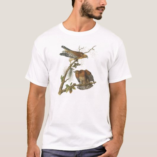 T-shirt faucon Rouge-épaulé par Audubon (Devant)
