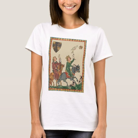 T-shirt Fauconnerie, Codex Manesse du XIVe siècle (Devant)