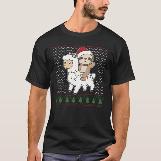 T-shirt Fauler Lama Noël Vilains animaux de Noël (Devant)