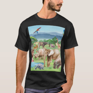 T-shirt Faune africaine : Fond d'écran couleur d'eau Savan