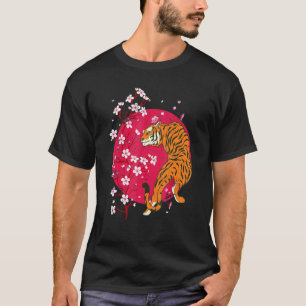 T-shirt Faune Asie Animal Wild Cat Predator Cherry Blos