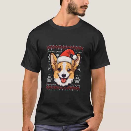 T-shirt Faune Corgi Santa Hat Noël Drôle Chien Maman Papa  (Devant)