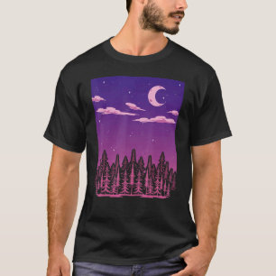 T-shirt Faune Crescent Moon Forêt extérieure Arbres Moonli