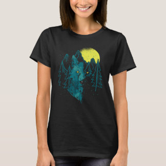 T-shirt Faune Pleine lune animale Lumière Montagnes Predat