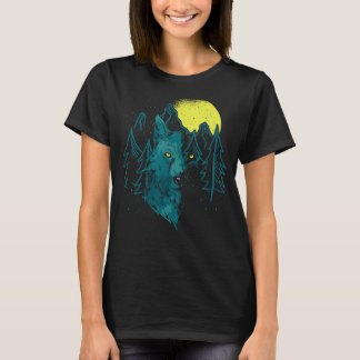 T-shirt Faune Pleine lune animale Lumière Montagnes Predat