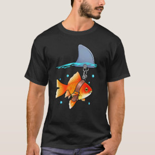 T-shirt Fausse nageoire de requin drôle poisson rouge pois