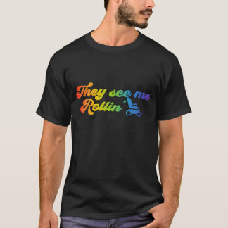 T-shirt Fauteuil roulant - ils me voient rouler’ rétro