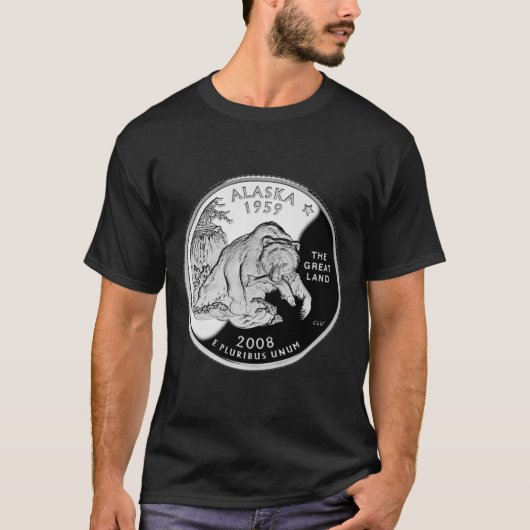 T-shirt Faux Alaska State Quarter The Great Land Grizzly (Devant)