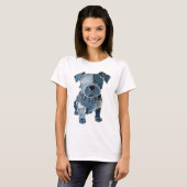 T-shirt Faux Denim Patchwork Chien (Devant entier)