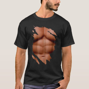 T-shirt Faux muscle sous les vêtements poitrine six pack a