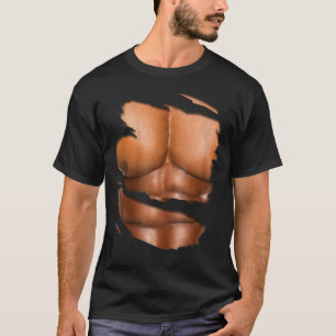 T-shirt Faux Muscle Sous Vêtements Six Pack Abs Abs Blac