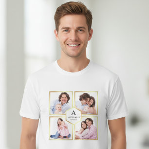 T-shirt Faux Papier Doré 4 Photos Collage de Photos de Fam