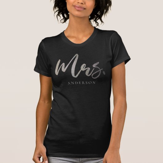 T-shirt Faux Silver Parties scintillant Handwritin Mme Cus (Devant)