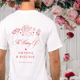 T-shirt Faveur de mariage Chérubin dessiné à la main Cupid