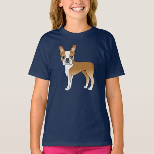 T-shirt Fawn Boston Terrier adorable dessin de chien de de (Devant)