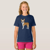 T-shirt Fawn Boston Terrier adorable dessin de chien de de (Devant entier)