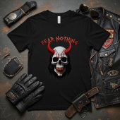 T-shirt Fear Nothing Red Horned Skull Graphic