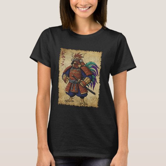 T-shirt Fearless Epic Samurai Rooster Bushido Warrior Vint (Devant)