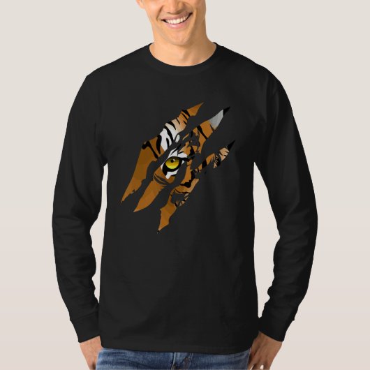 T-shirt Fearless Tiger Cat Eye Claw Silhouette Tiger (Devant)