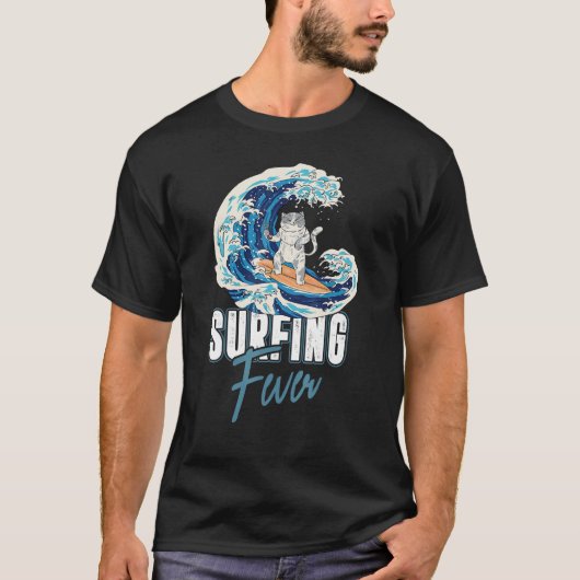 T-shirt Fébrilité de Surf de Chat Planche de Surf Surfeur (Devant)