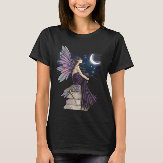 T-shirt Fée à la dérive avec libellule et lune (Devant)