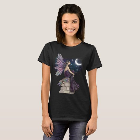T-shirt Fée à la dérive avec libellule et lune (Devant entier)