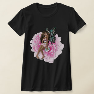 T-shirt Fée afro-américaine à la rose