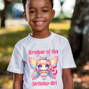 T-shirt Fée arc-en-ciel frère papillon de fille d'annivers