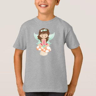T-shirt Fée de forêt, Fée mignonne, Cheveux Brown, Champig