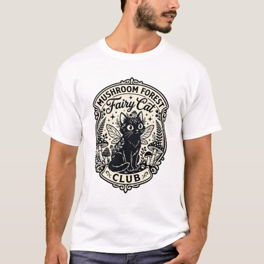 T-shirt Fée de la forêt de champignons Chat drôle Graphiqu (Devant)