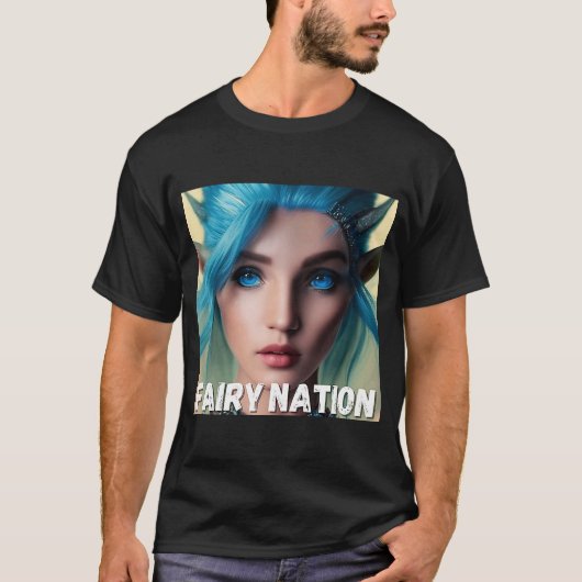 T-shirt Fée elfique aux cheveux bleus fée pixie elfe (Devant)