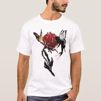 T-shirt Fée et papillon sur le dessus rose
