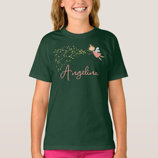 T-shirt Fée rose douce Princesse & Étoiles Fille Whimsical (Devant)