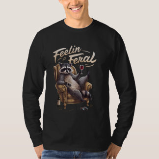 T-shirt Feel Feral racoon Retro Vintage Girl