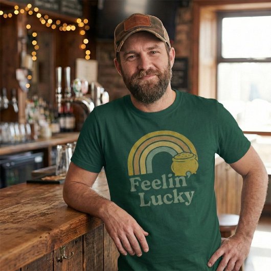 T-shirt Feelin' Lucky Retro Rainbow Pot of Gold