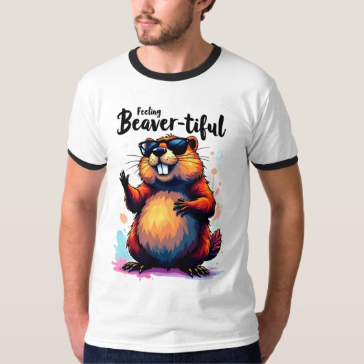 T-shirt Feeling Beaver-tiful - Funny Beaver Graphic (Devant)