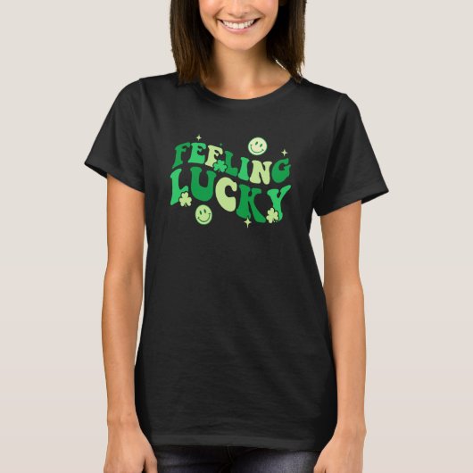 T-shirt Feeling Lucky Shamrock Groovy St Patrick's Day Ire (Devant)