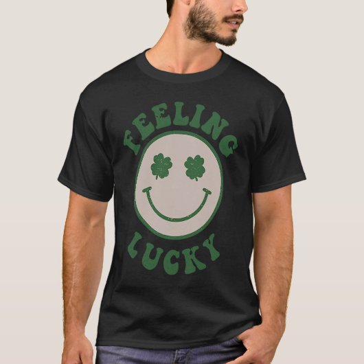T-shirt Feeling Lucky Smile Face St Patrick Day (Devant)