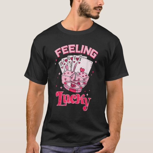T-shirt Feeling Lucky Valentine Pocket Xoxo Lucky Valentin (Devant)