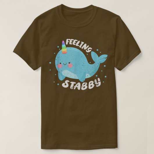 T-shirt Feeling Stabby Unicorn Narwhal Whale Kawaii Distre (Design devant)