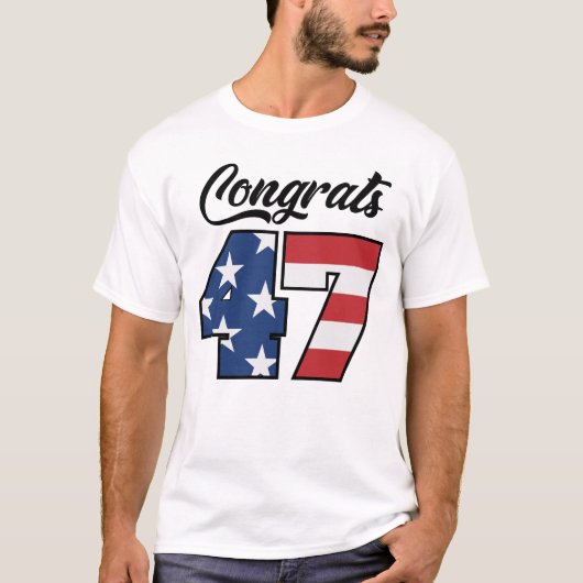 T-shirt Félicitations 47 Trump Drapeau américain (Devant)