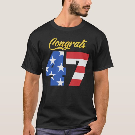 T-shirt Félicitations 47 Trump Drapeau américain (Devant)