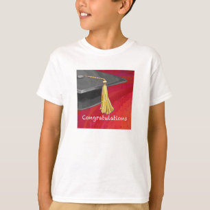 T-shirt Félicitations Diplômé Noir et Rouge