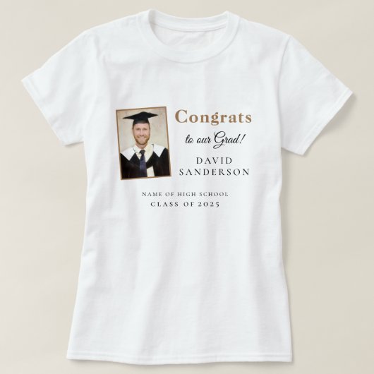 T-shirt Félicitations Grad 2025 Nom Graduation Photo (Design devant)