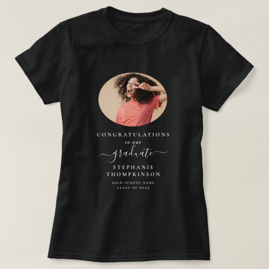 T-shirt Félicitations Grad 2025 Photo White Text Graduatio (Design devant)